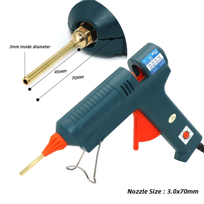 150 Вт длинная медная насадка термоплавкий клеевой пистолет Регулируемая температура для 11 мм клеевые палочки профессиональный промышленный клеевой пистолет - Цвет: 3.0x70mm