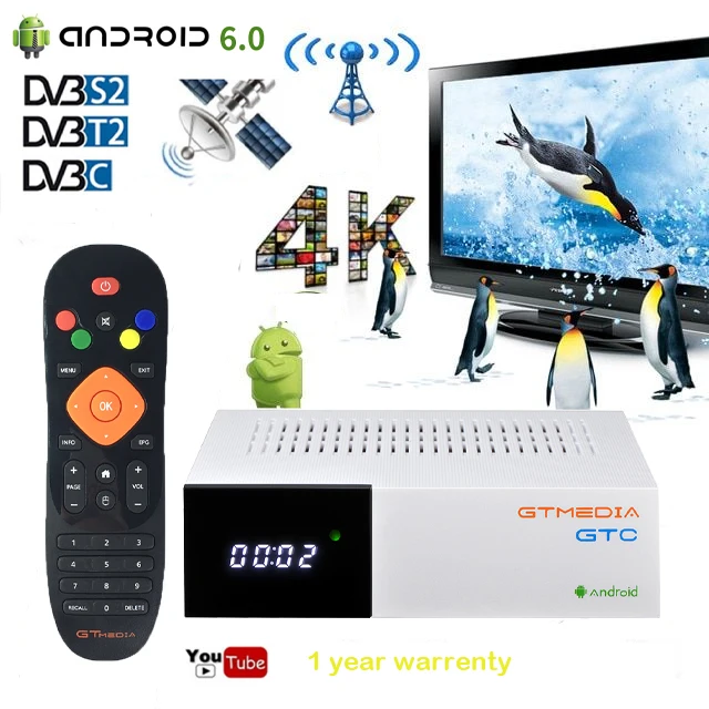 GTMedia GTC smart Android TV box + DVB комбо функция Amlogic S905D 2 16 Гб H.265 декодер Встроенный 4G wifi