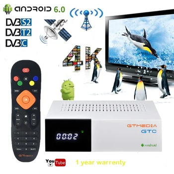 GTMedia GTC smart Android TV box + DVB комбо функция Amlogic S905D 2 + 16 Гб H.265 декодер Встроенный 2,4G wifi Поддержка extreme M3U