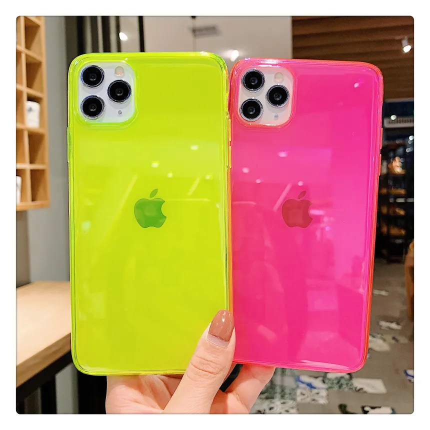 Хит продаж неоновый флуоресцентный силиконовый чехол для телефона iPhone 11 Pro Max X XR XS