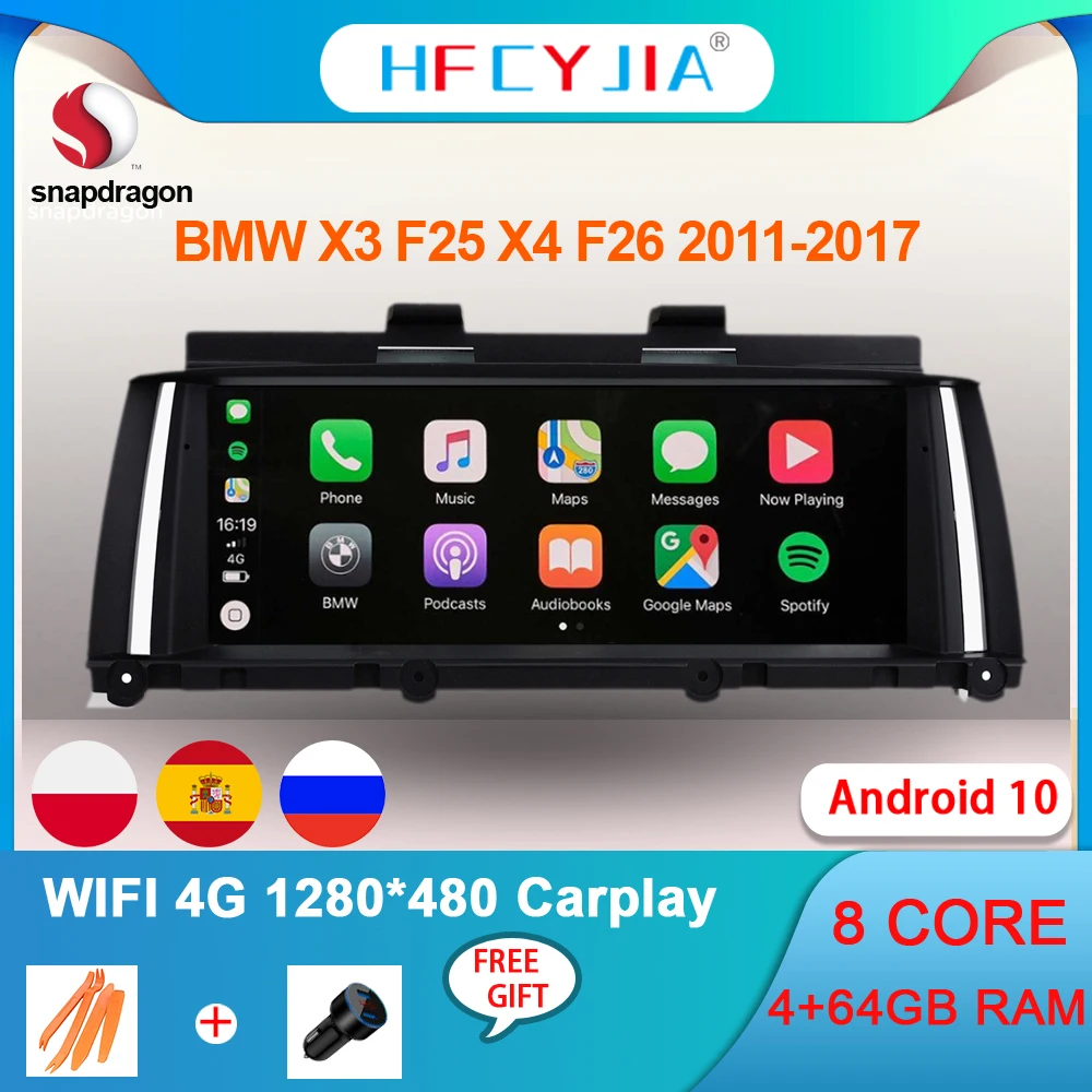 8 Core Android 10 автомобиля GPS Navi приемник для BMW F25 F26 2011-2017 WI-FI 4G 4 + 64 ГБ IPS сенсорный Экран