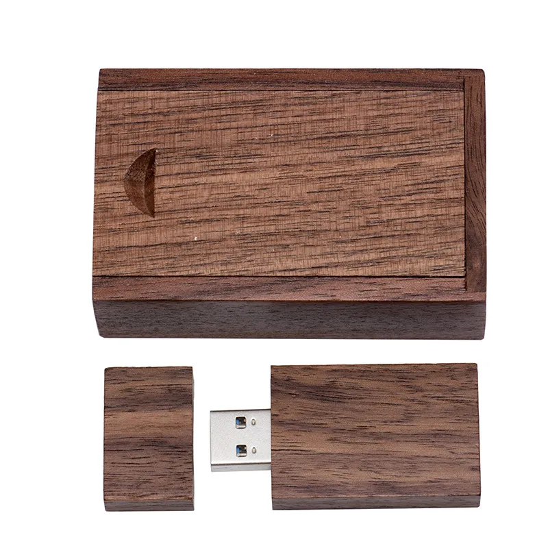 Дерево орех флэш-накопитель. usb 2,0 Версия, может выгравировать логотип компании на клавише и коробке - Цвет: Walnut USB BOX