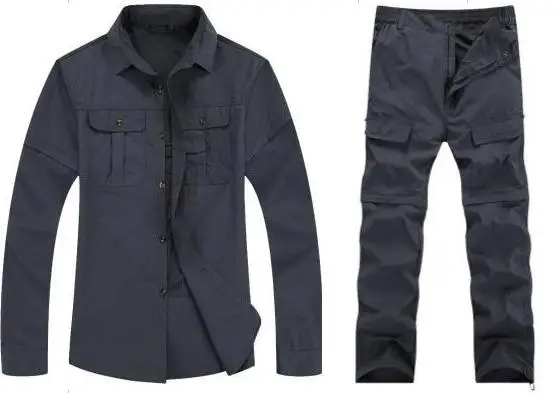 Men Shirt Pants suits Summer Outdoor Camping trekking fishing hiking cycling Shirt Breathable Quick Dry Pants sports sets