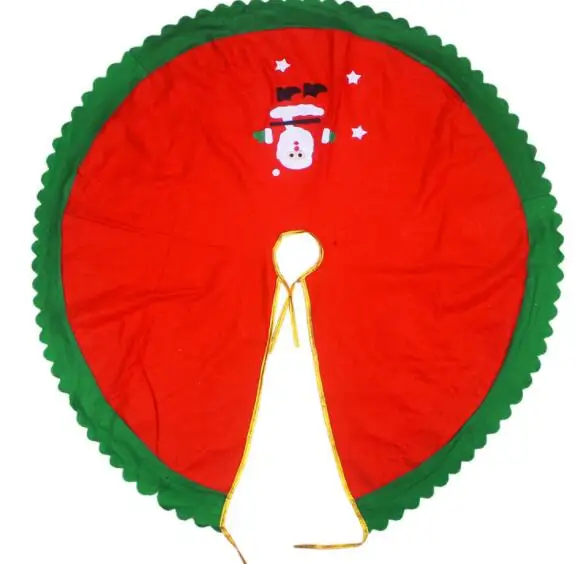 90 см красная юбка для рождественской елки с Санта-Клаусом, оленем, зеленым краем, рождественские украшения для дома, вечерние юбки для рождественской елки - Цвет: Red