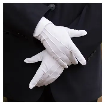 

1 pair White Tuxedo Wedding Gloves Formal Uniform Guard Band Butler Household Gloves for Men's Women New