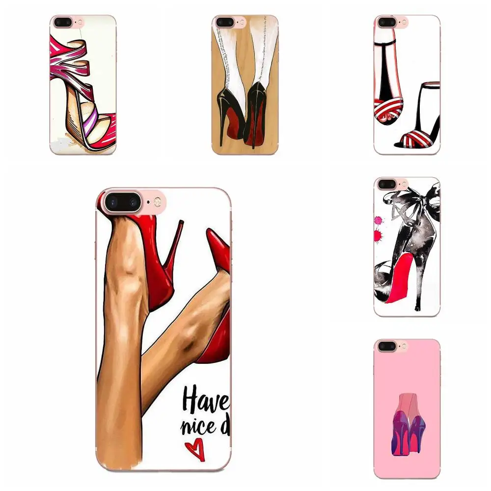 TPU Transparent Bag Case For Apple iPhone 4 4S 5 5C 5S SE 6 6S 7 8 11 Plus Pro X XS Max XR Red High Heel Shoes Girly | Мобильные
