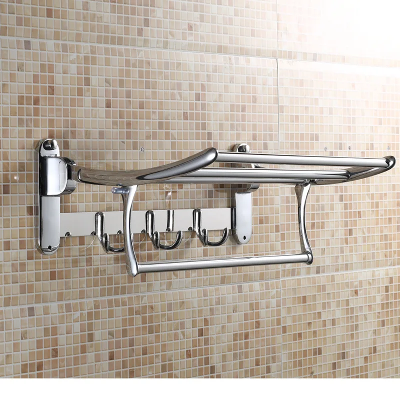 

Manufacturers Supply Stainless Steel Folding Activity Towel Rack Five Hook Multifunctional Shelf Do Not Repair Steel Bathroom Pe
