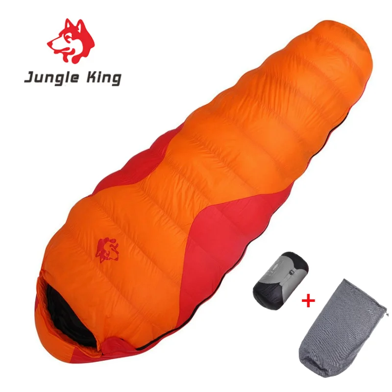 

Jungle King New CY660 Sleeping Bag 90% White Duck Down Mummy Camping Sleeping Bag Cold Winter Hiking Travel Camping Splicing