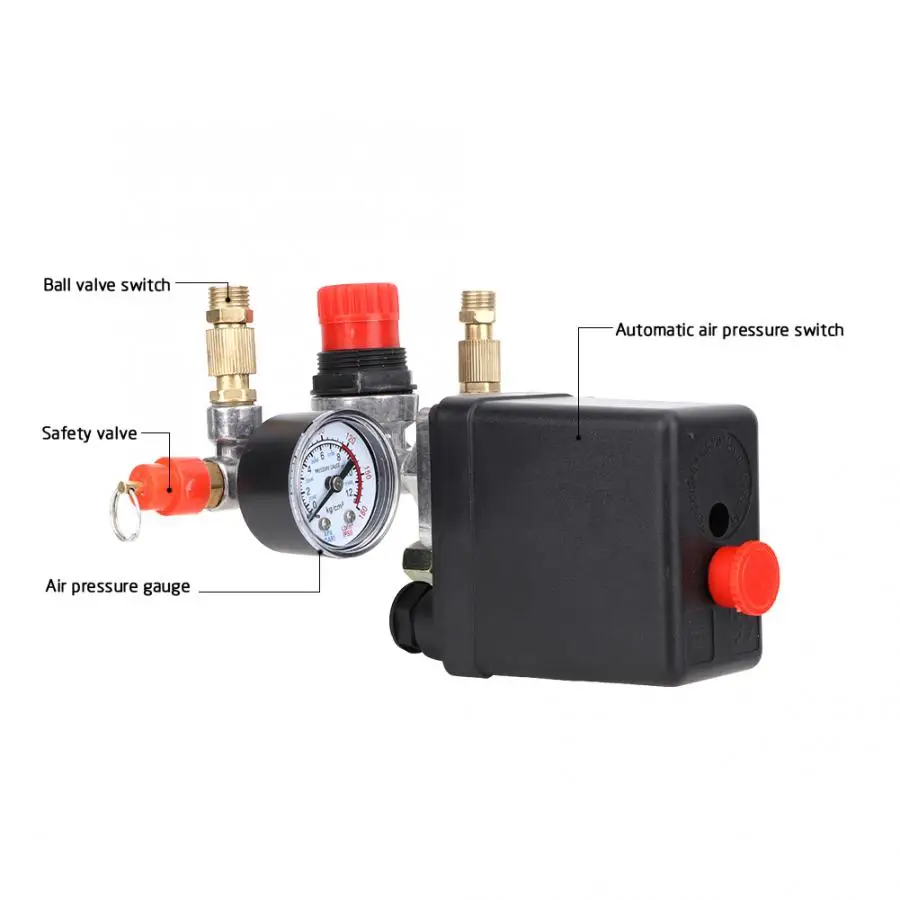 Automatic Pressure Valve Switch Assembly for Single Hole Air Compressor 90~120psi 220V Air Compressor Regulator