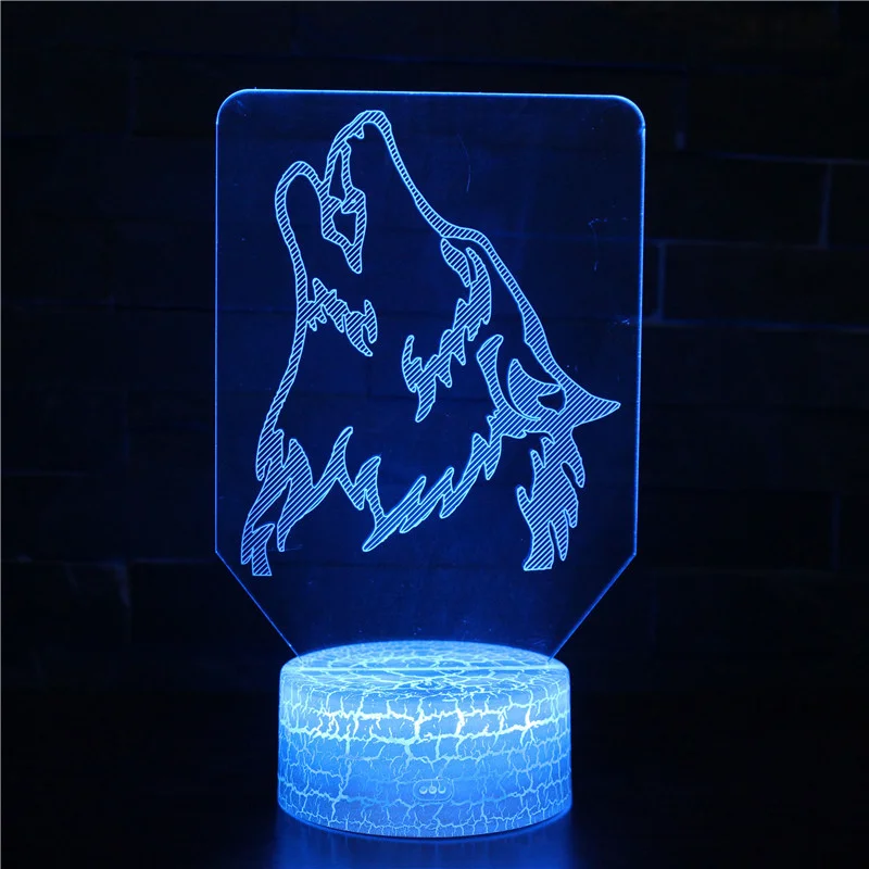 3D Wolf LED Night Light