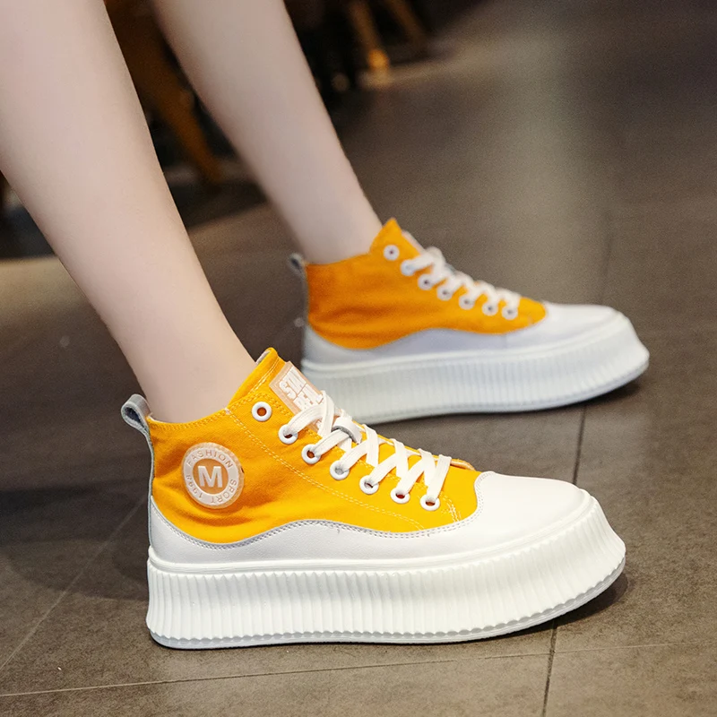 

Shoes Woman 2019 Round Toe Mixed Colors Casual Female Sneakers Women Espadrilles Platform Modis All-Match Creepers New Cross