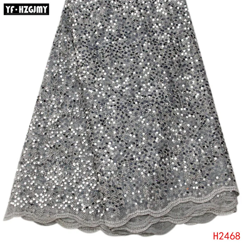 

YF HZGJMY Silver Grey High Quality Glitter Lace 2019 Embroidered Evening Dress French Tulle Fabric 2019 Sequin Lace Fabric A2468