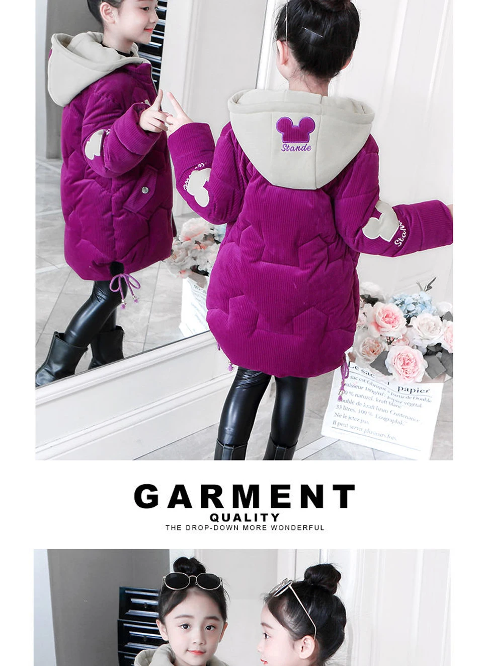 Girls clothing Warm Down Jacket For Girl clothes Long Winter Thicken Parka Hooded Children Outerwear Coats 6 8 10 12 Years