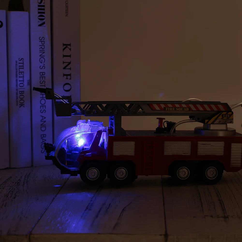 Ephex Interesting Plastic Boy Fire Truck Fun Alarm Sound Model Fire Truck Model Cool Water Pump Spray Decroration Educational