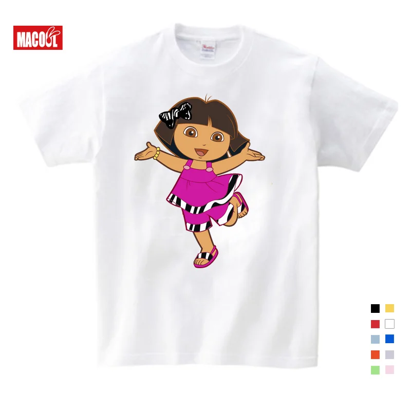 Kids T-shirt Толстовки с капюшоном для девочек; детские толстовки из чистого хлопка; Забавные футболки; детские белые комфортные худи; худи с изображением Даши-путешественницы - Цвет: Kids T-shirt