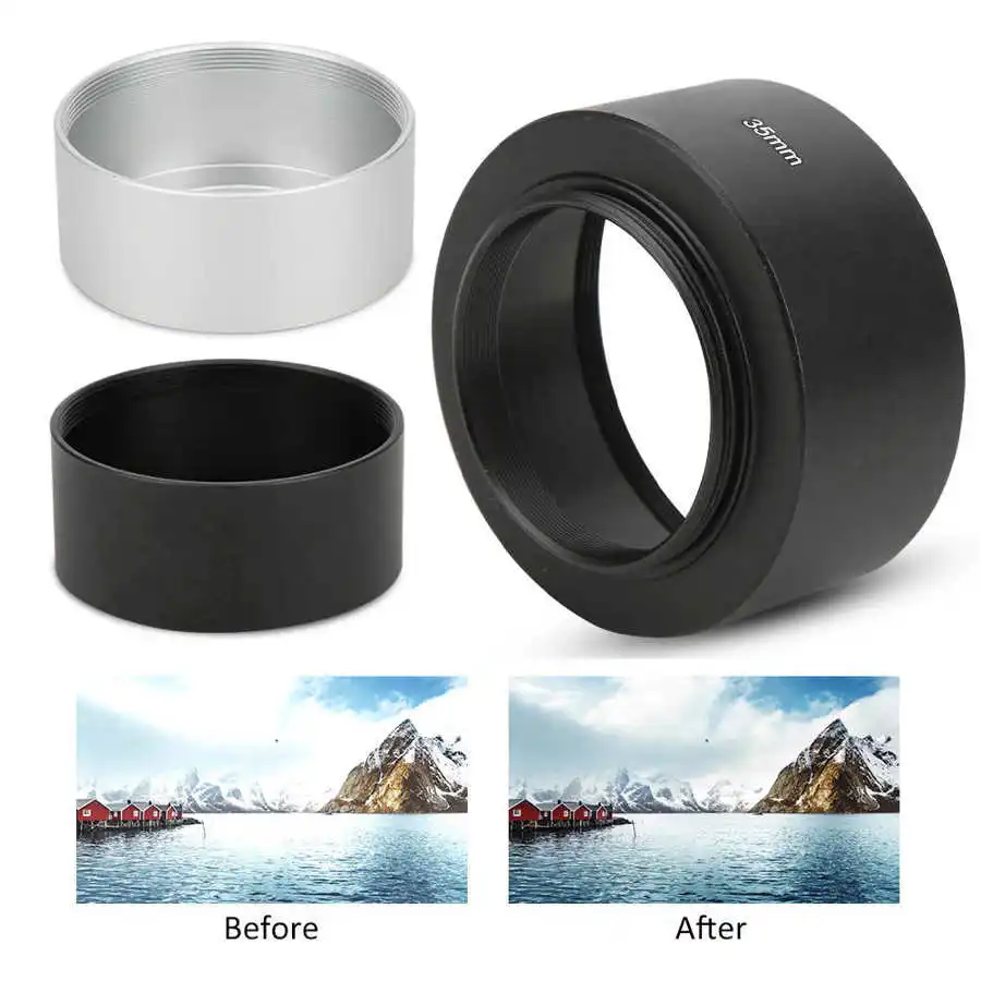 Metal Aluminium Alloy Lens Hood for 35mm f1.7/50mm f1.4 Digital Camera CCTV camera lens part accessories | Электроника