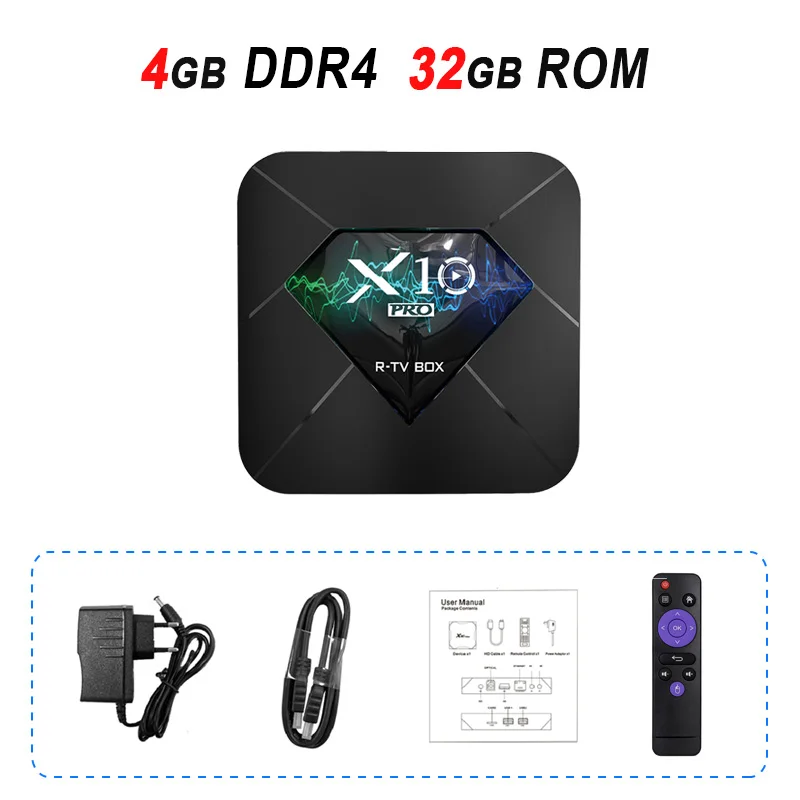 Android 9,0 tv BOX R-tv Box X10 Pro DDR4 Amlogic S905X2 4 ГБ 32 ГБ/64 Гб rom BT4.0 USB3.0 2,4G/5G Dual wifi 3D 4K HDR телеприставка - Цвет: 4GB DDR4 32GB