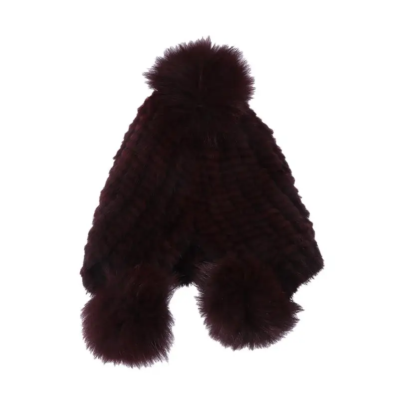Зимняя теплая Hairball шапка с наушниками модная Hairball Beanie уши покрывает головные уборы зимние аксессуары(темно-красный