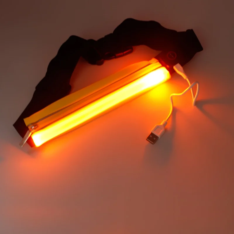 USB Rechargeable Waterproof LED Running Belt Bag Adjustable Strap Travel Sports Waist Pack