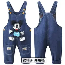 Джинсовые вельветовые комбинезоны для мальчиков; Верхняя одежда для малышей; комбинезон на весну-зиму для девочек; комбинезон с Микки Маусом; детская плотная теплая одежда