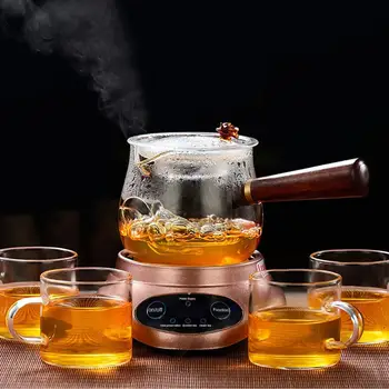 

Glass Teapot Coffee Pot Glass High Temperature Resistant Teapot Thickened Household Tea Set With Wooden Handle Infuser