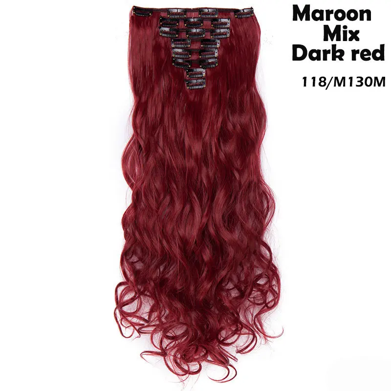 Snoilite 41 цвет волосы на заколках 1" 24" длинные волосы на заколках для наращивания натуральные синтетические волосы для женщин 180 г - Цвет: 118-M130M
