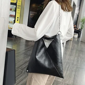 

Vintage Large Capacity Women's Hobo Bag Female Soft Pu Leather Crossbody Bags with Chain Lady Elegant Solid Color Shoulder Bags