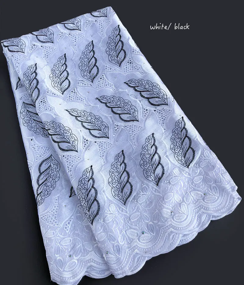 

5 yards white black soft thick African Swiss voile lace with eyelet embroidery holes Nigerian Ghana garment sewing dress