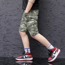 Летние спортивные штаны для мальчиков, камуфляжная форма, повседневные штаны средней посадки, детские штаны