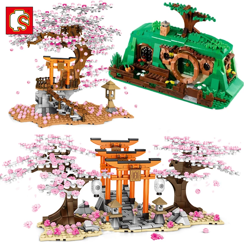 Город улица вид вишневого цветка лес дом Сакура Inari Shrine кирпичи неожиданное
