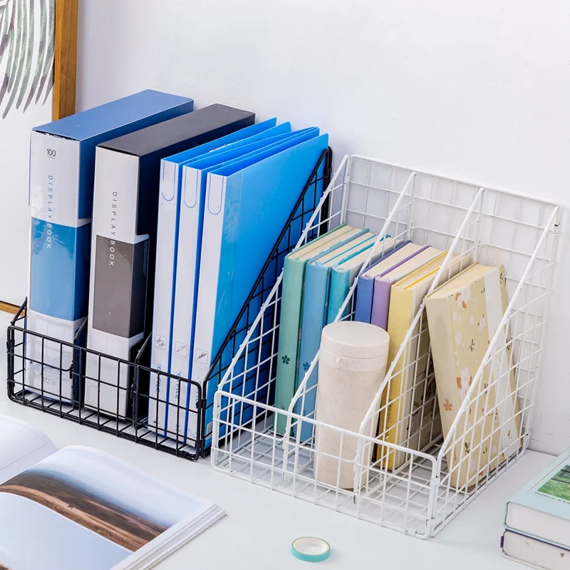 Grid Iron Foldable Storage Rack Household Desktop Book Magazine Finishing Shelf Metal Creative Simple Office File Management Cas