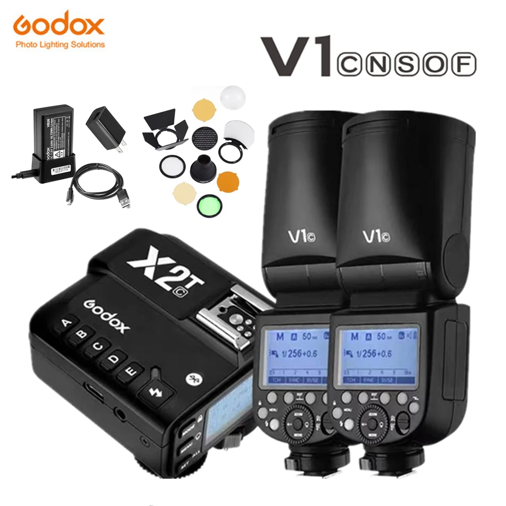 Godox V1 Flash Ttl 1/8000S Hss 2600Mah Batteria Al Litio Speedlite Flash Ak-R1 X2T Trigger Per Canon Nikon Sony Fujifilm Olympus