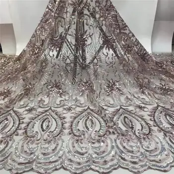 

Latest Sequins Lace Fabric High Quality 2019 African Lace Fabric Embroidery French Tulle Lace For African Wedding Dress 2858b