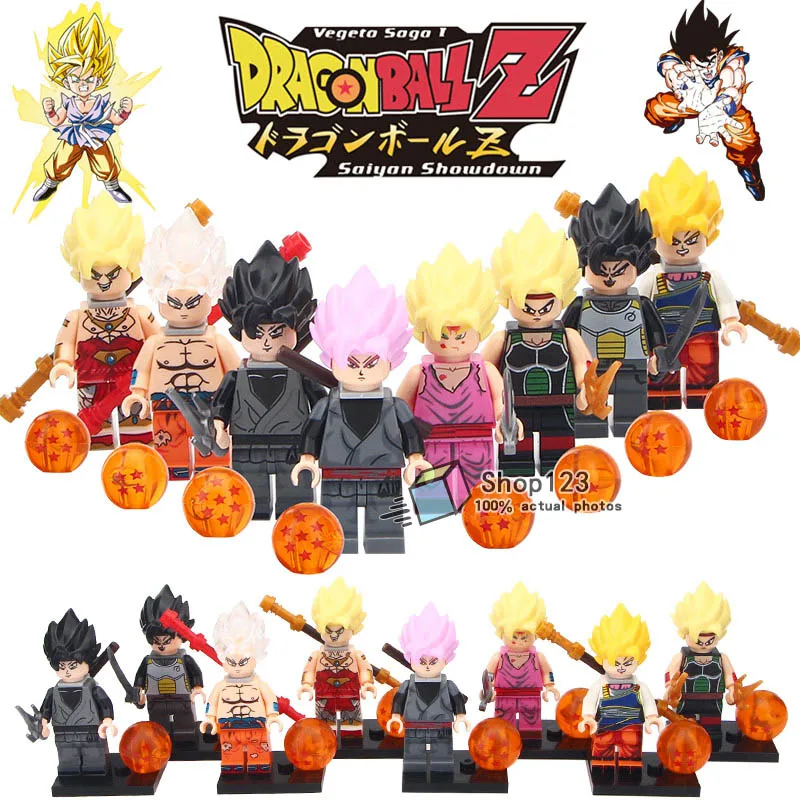 Многоцветный 10 лотов Dragon Ball Z Goku Son Gohan Raditz, робот, Арнольд, строительные блоки, игрушки, Рождественский подарок для детей - Цвет: Многоцветный