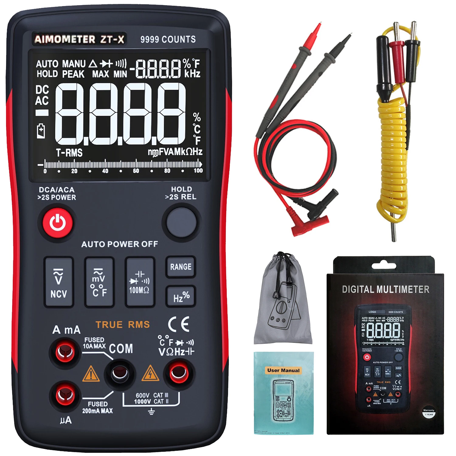 Цифровой мультиметр ZT-X 9999 отсчетов 3 он-лайн AIMOMETER тройной Дисплей Multimetro Температура ом тестер Вольтметр Амперметр