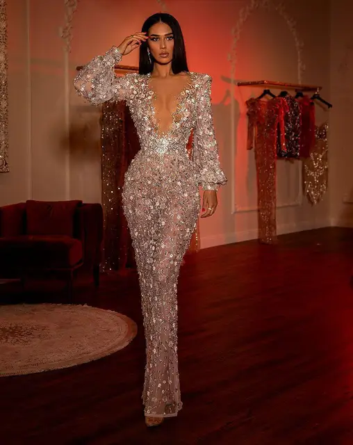 2021 Arabic Luxury Beaded Lace Evening 