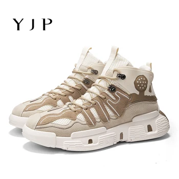 

YJP Men Casual Shoes Breathable Ultralight Sports Sneakers Athletic Wedge Leisure Hip-hop Splicing Running Shoes Retro Style