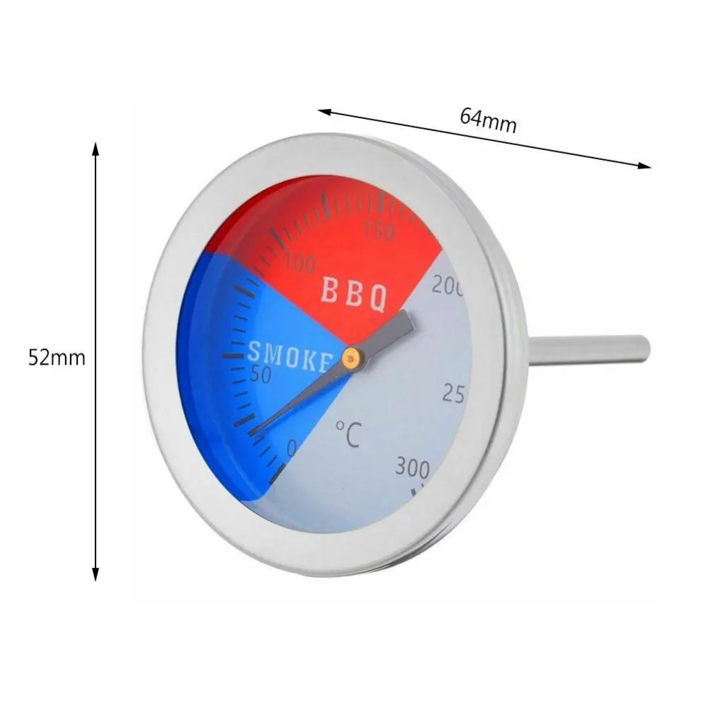 Stainless Steel BBQ Smoker Grill Temperature Gauge Barbecue Thermometer Cooking Food Probe Grill