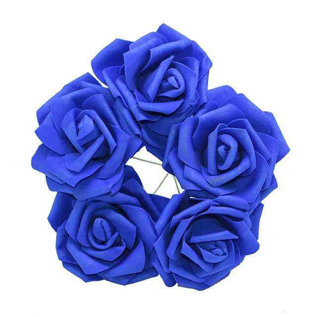 10/20/30 Heads 8CM New Artificial PE Foam Rose Flowers Bride Bouquet Home Flower Wedding Decorations Scrapbooking DIY Flower royal blue