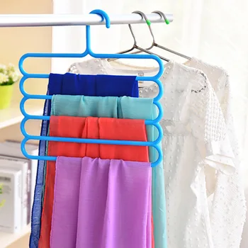 

Pants Hanger with 5 Layers, Closet Organizer and Storage Racks, Hangers with Non Slip Arms, For Hanging Clothes, Coat, Shorts