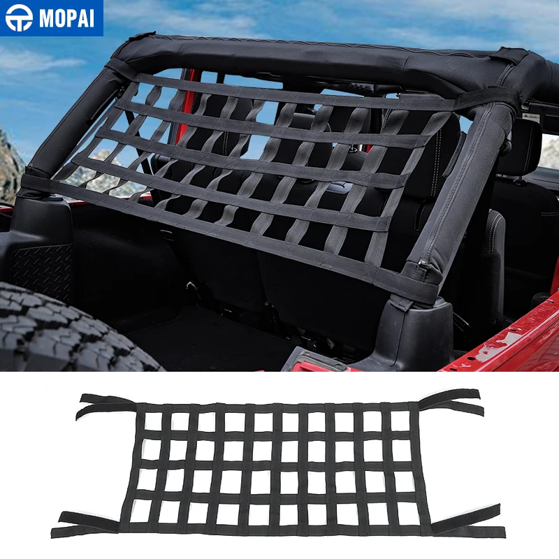 MOPAI Black Red Car Top Roof Storage Hammock Bed Rest Network Cover for Jeep Wrangler TJ JK JL 1997