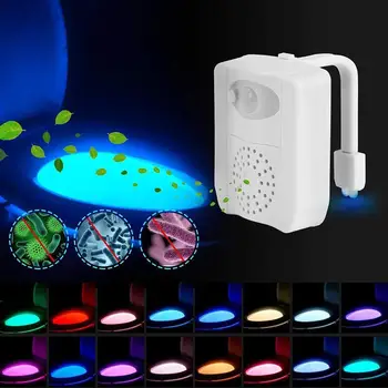 

2pcs Toilet Light 16-Color Motion Sensor LED And UV Antivirus Light Detection Toilet Seat Fragrance Light (White)