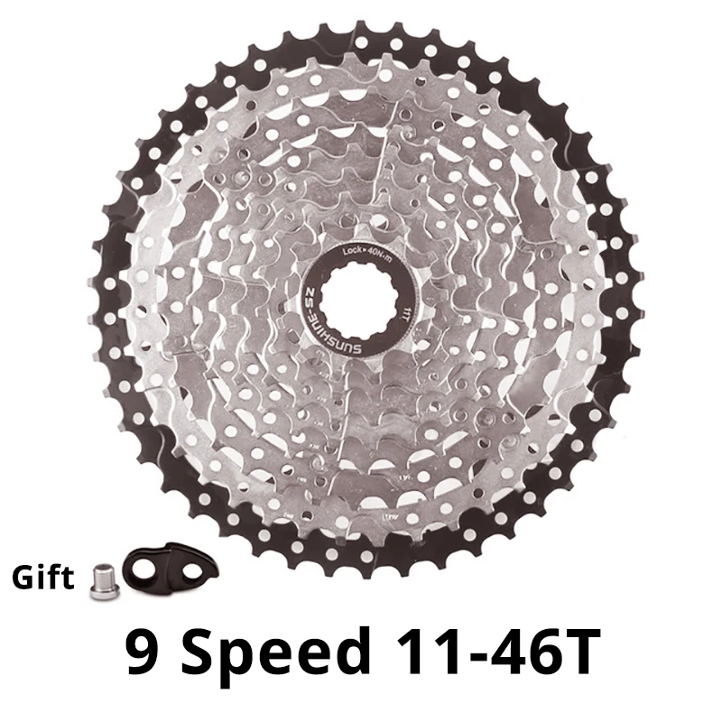 SUNSHINE MTB дорожный велосипед 9 скорость демонтажа кассеты свободного колеса маховик 9S 25/28/32/36/40/42/46/50 т в сутки для SHIMANO M592 SRAM велосипед части велосипеда - Цвет: 11-46T Silver