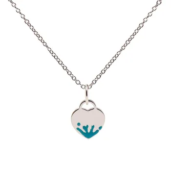 

04 hot selling boutique silver jewelry fashion elegant S925 Sterling Silver peach heart oil dripping women's necklace