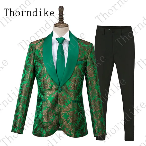 Thorndike/ стиль, на заказ, на одной пуговице, облегающие, серебряные смокинги для жениха, жаккардовые костюмы для жениха на свадьбу/ужин(пиджак+ брюки - Цвет: suits 11