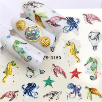 

1 Sheet Hippocampus/Starfish/ Flower Water Transfer Nail Sticker Decals Beauty Decoration Designs DIY Color Tattoo Tip