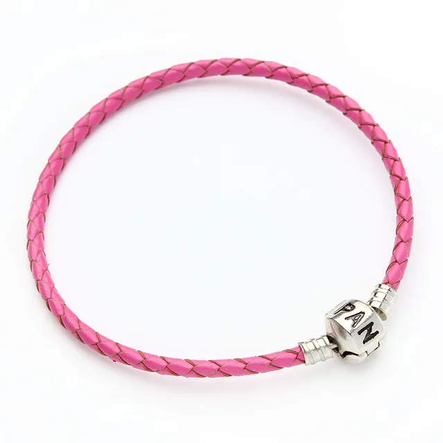 CKysee 19cm Fashion Leather Rope Charm Laser Lettering Bracelet For Women DIY Jewelry Making Rose red