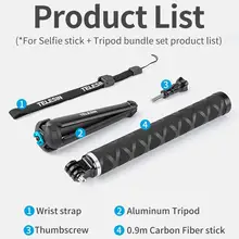 90 см углеродное волокно алюминиевый сплав светильник селфи палка Алюминиевый сплав штатив для GoPro Hero 8