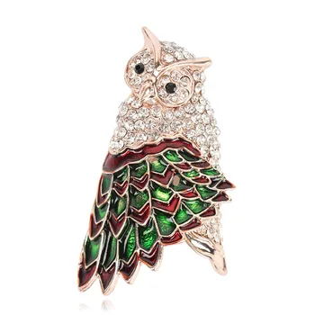 

Korean Animal Crystal Rhinestone Brooch Rose Gold Cartoon Cute Owl Bird Men's Suit Lapel Pin Coat Corsage for Women Accessories