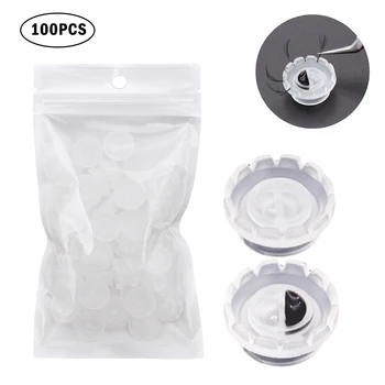 

100pcs False Eyelashes Blooming Cups Planting Grafting Rapid Bloom Sun Flower Glue Cup Fan Eyelash Extension Makeup Tools